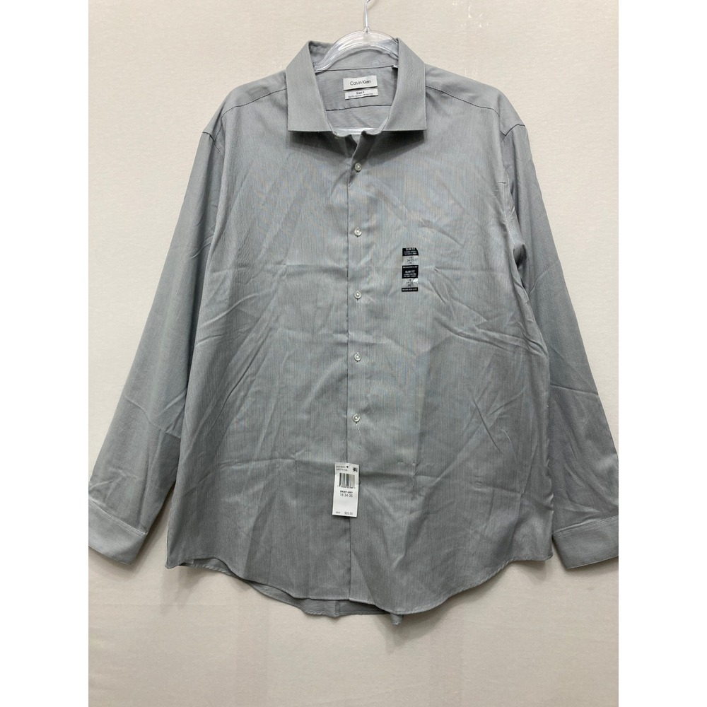 New Calvin Klein Shirt 2XL Micro Plaid Slim Fit Stretch Wrinkle Free Preppy
